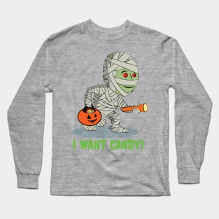 Cute Kid's - The Boo Crew - Cartoon Monsters - Ahmed the Mummy Long Sleeve T-Shirt